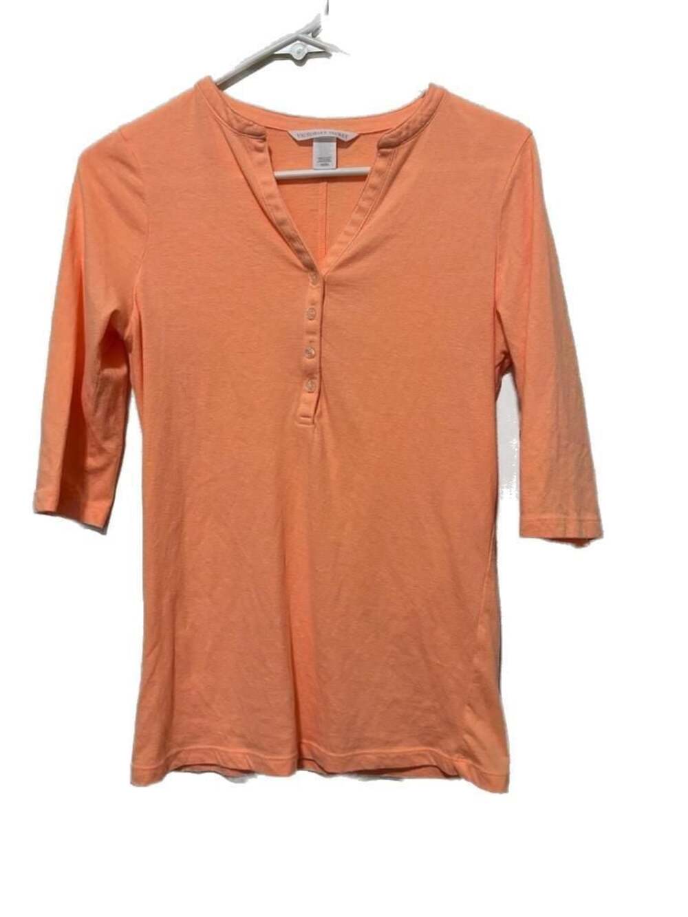 Victoria's Secret Women's Peach 3/4 Sleeve Henley Top